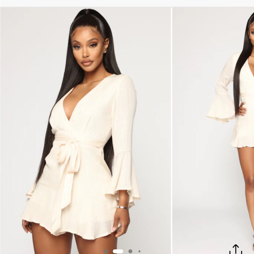 Fashionnova: Ring A Bell Stripe Romper - Ivory/cream
Elegant Cream Women's Dress
